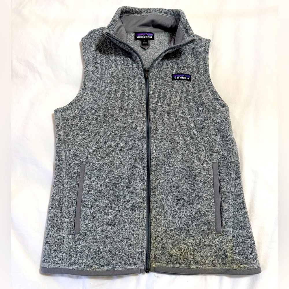 Patagonia Womens Vest Gray Fleece, Size Small, stained.